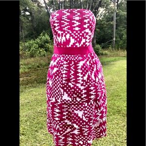Banana Republic Strapless White Pink Dress Sz 2